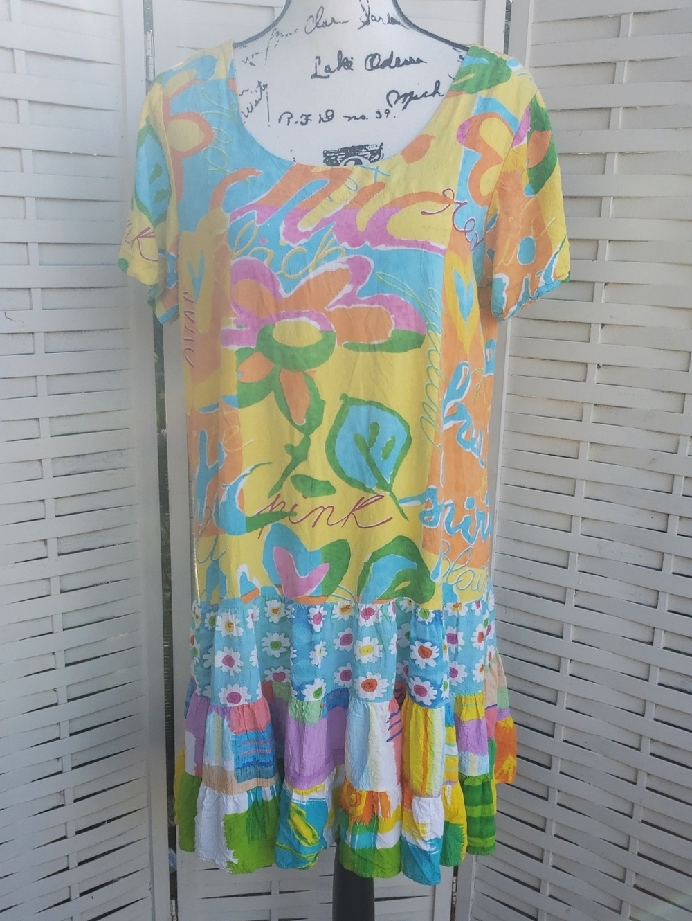 Colorful Floral Patchwork Sundress - Bright Multi
